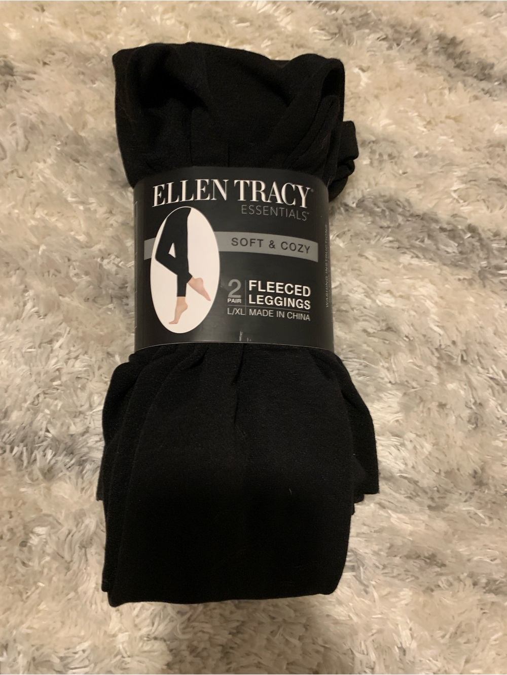 Ellen Tracy Black Fleece-Lined women's Leggings - 2 Pack